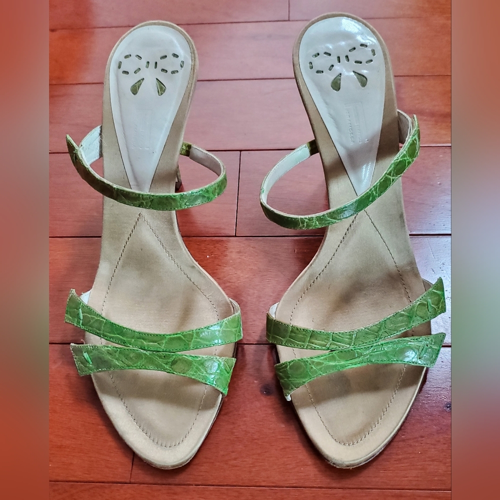 Franco Fieramosca Green Strappy Women's Heels Size US EU38 1/2 - Picture 2 of 6